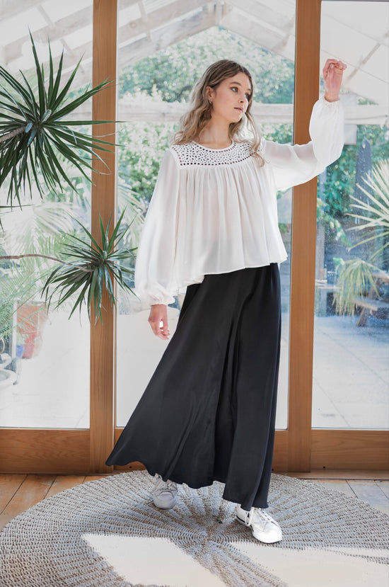 Image Title Lily Shirt - Leather Lace and Silk Crepe De Chine